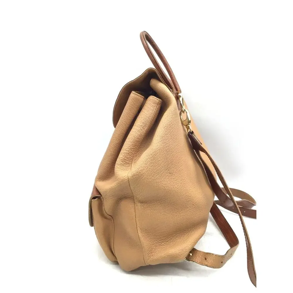 Gianfranco Ferre Distressed Leather Reptile Accent Drawstring Backpack
